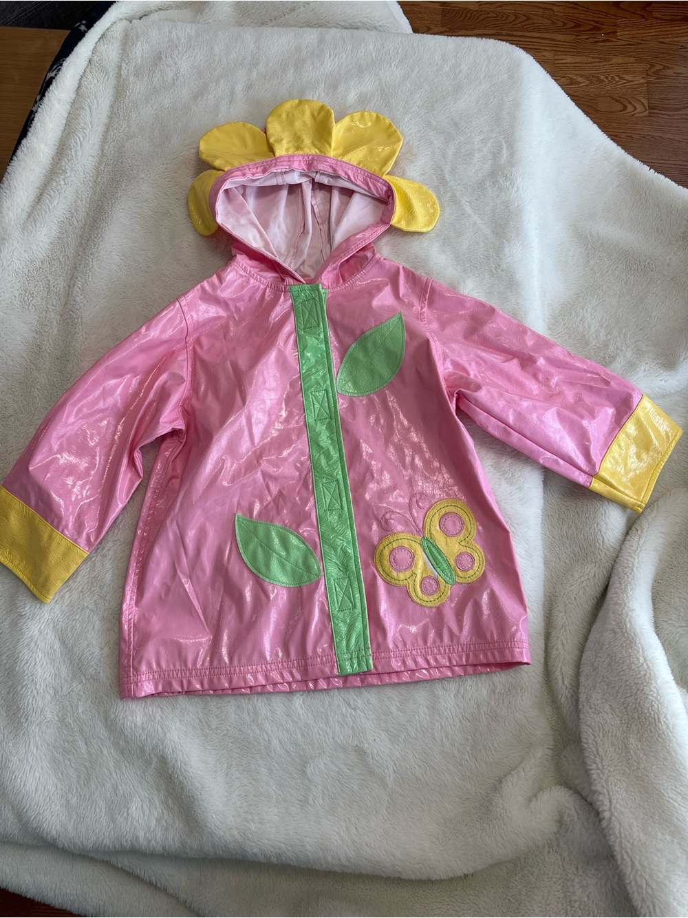 Kids Headquarters vintage Y2K girls 3T flower raincoat Daisy hood pink vintage